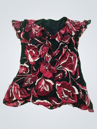 Oberteil mit schwarzem und pinkem Blumenmuster