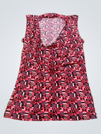Worthington ärmelloses Cowl-Neck-Oberteil mit geometrischem Druck