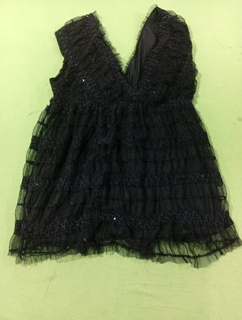 Max Studio Schwarzes gerafftes Tüllkleid