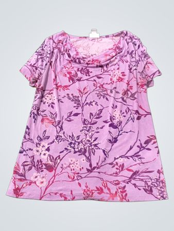 Jaclyn Smith Floral Print Cowl Neck Top
