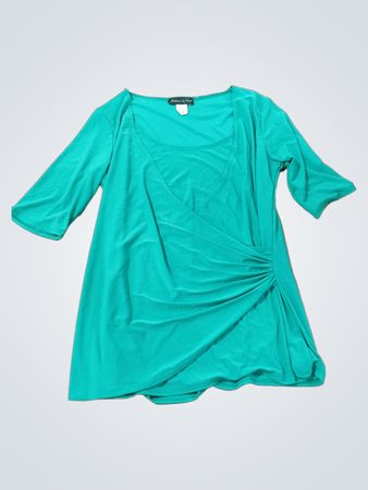 American City Wear Taubenblau gerafftes V-Ausschnitt-Oberteil
