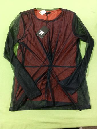DKNY Women's Mesh Overlay Langarmtop