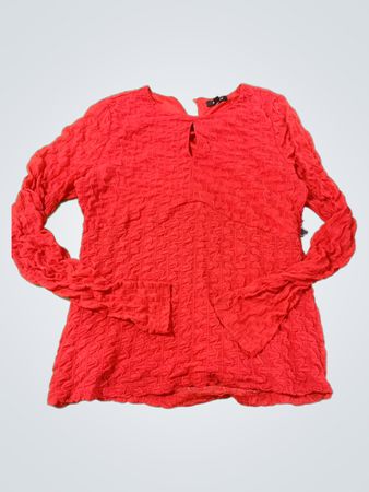 A.U.W. Rotes strukturiertes Langarm-Oberteil