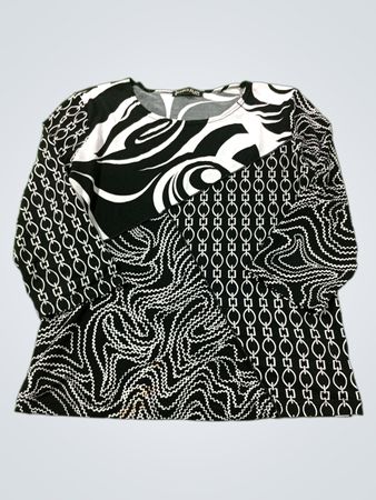 jessica max U.S.A. schwarz-weiß gemustertes Langarmshirt