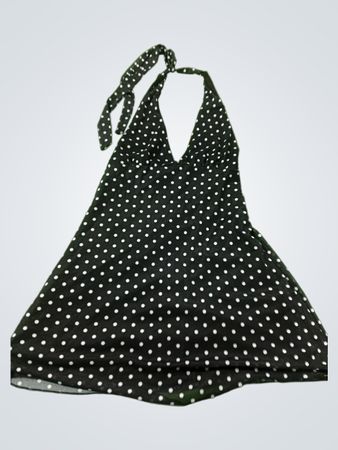 Schwarz-weiß gepunktetes Neckholder-Oberteil