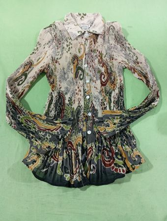 NICOLA Bluse mit plissiertem Paisley‑Print
