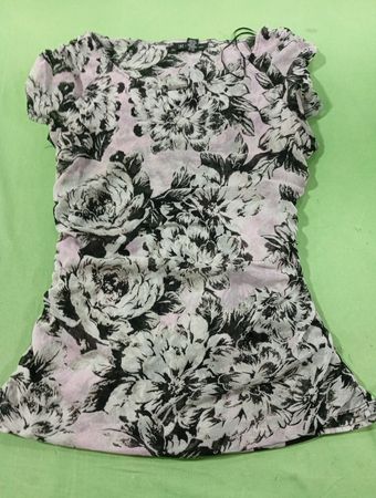 INC International Concepts Floral gerafftes transparentes Top
