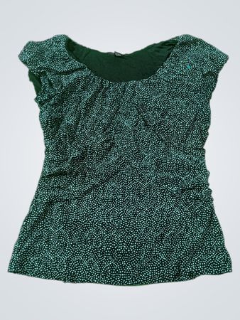 ALFANI Damen schwarzes Polka-Dot-Oberteil mit Raffung Größe M