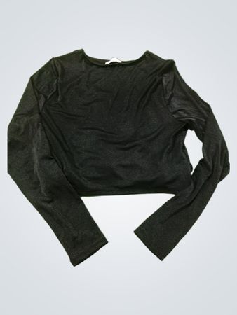 Bar III Black Twist Front Long Sleeve Crop Top