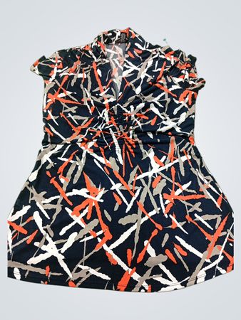 Alfani Damen Top mit abstraktem Muster, gerafftem V-Ausschnitt