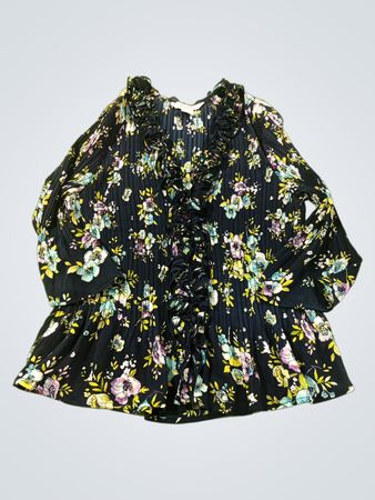 Tanjay Blumenmuster Plissierte Rüschentasche Bluse