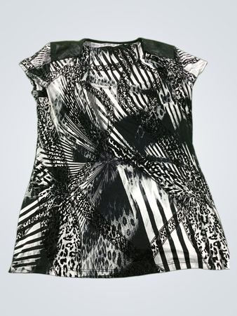 Schwarz-weißes Grafik-Print-T-Shirt