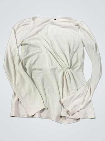 Ann Taylor Factory Weißes Langarm-Oberteil mit gedrehtem Vorderteil