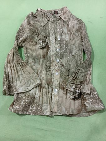 SERENADE Damenbluse mit plissiertem Paisley-Muster