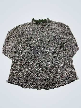 Damen-Top mit langem Arm, Stehkragen und Blumenmuster