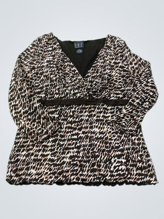 INC International Concepts Animal Print V-Neck Long Sleeve Top