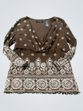 Axcess Brown Print Langarmtop