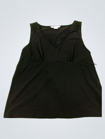 Nygard Collection Schwarzes Trägertop mit V-Ausschnitt und Spitzenbesatz