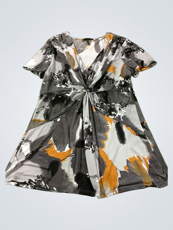 Damen-Tunika mit abstraktem Print und V-Ausschnitt