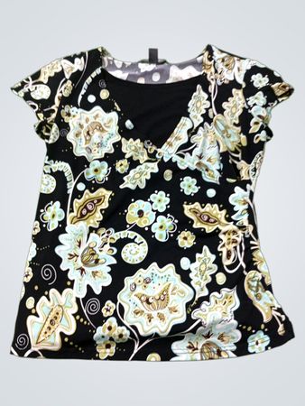 BRIGGS NEW YORK Petite Kurzarm-Oberteil mit Blumenmuster
