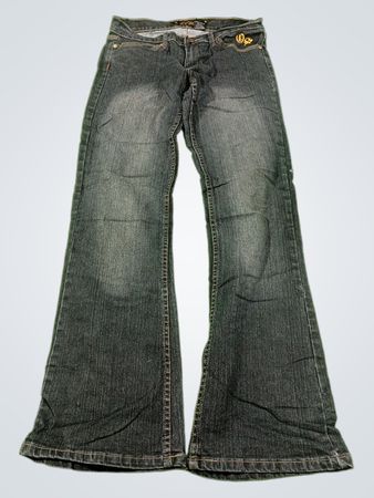 Old Skool Damen Schlagjeans mit bestickten Taschen