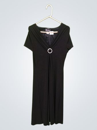 S.L. Fashions Schwarzes Midikleid mit kurzen Ärmeln