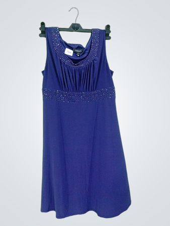R&M Richards Navy Perlenverziertes Kleid