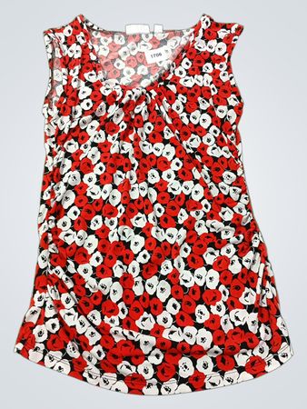 New York & Company Women's Rotes ärmelloses Oberteil mit Blumenmuster