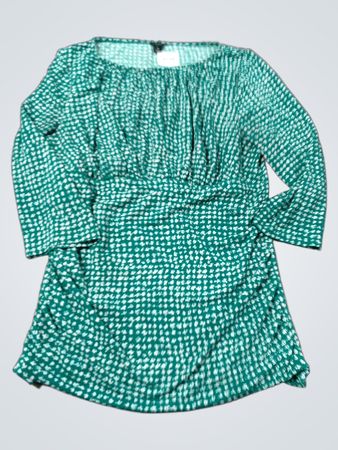 Ann Taylor Green gemustertes Langarmkleid