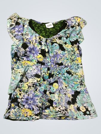 Oberteil mit Blumenmuster und Spitzenbesatz