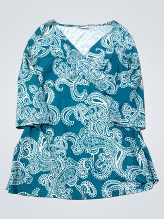 Teal Paisley V-Ausschnitt Tunika-Oberteil