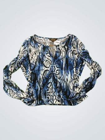 Tralia Sodi blau-weiß gemustertes Langarmoberteil