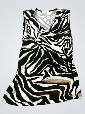 PURE SUZY SHEER Zebra-Print ärmelloses V-Ausschnitt-Top