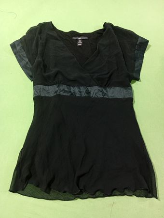 H&M schwarzes, kurzärmeliges transparentes Top