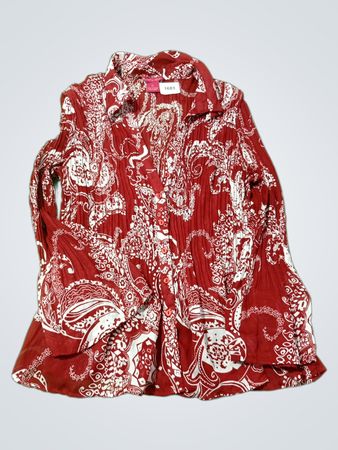 Sunny Leigh Damen Rotes Paisley-Muster Faltenbluse