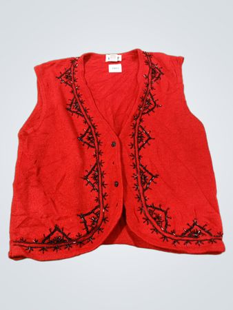 KORET Rote Perlenbesetzte Strickweste