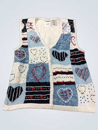 White Stag Damen S kleines blaues gestepptes Herz-Strickweste
