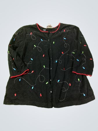 C.J. Banks schwarze Weihnachts-Lichter-Strickjacke