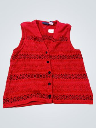 Liz Claiborne Sport rote gemusterte Strickweste