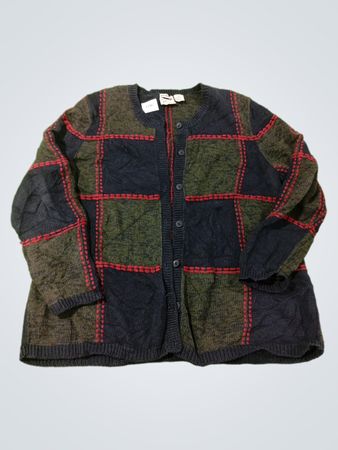 C.J. Banks Handbestickter Plaid-Cardigan