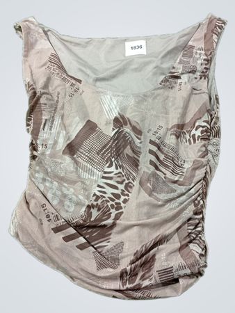 Gerafftes Ärmelloses Oberteil mit Collage-Print