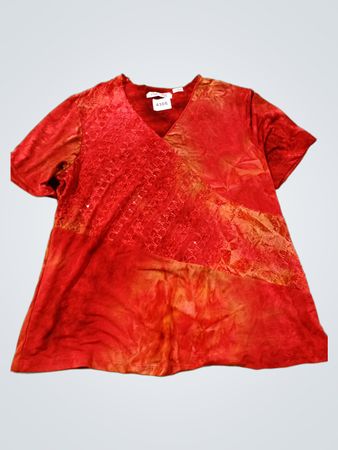 Only Nine Woman Red Tie-Dye Top