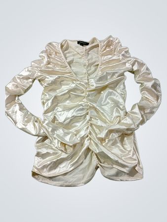 Andrew Marc New York gerafftes Satin-Oberteil