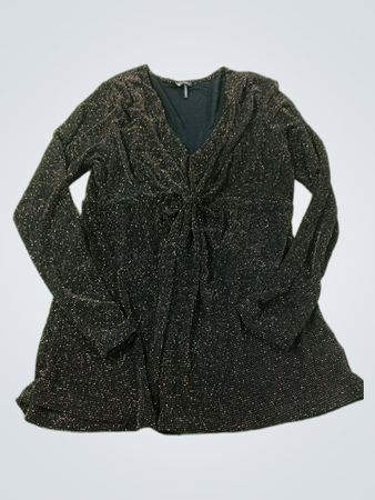Daisy Fuentes Black Sparkle Langärmliges Oberteil