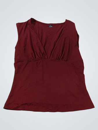 Maroon V-Ausschnitt ärmelloses Top mit Größenetikett L