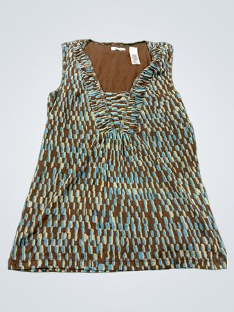 Liz & Co. Ärmelloses, braun-blau gemustertes Oberteil