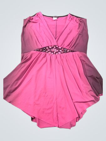 VENUS Women's Pink and Purple Verziertes V-Ausschnitt-Top