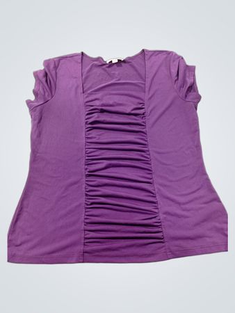 Dressbarn Lila gerafftes Kurzarm-Oberteil