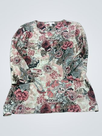 JM Collection Floral Print Langarm-Top