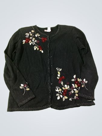 TIARA INTERNATIONAL Schwarze bestickte Strickjacke